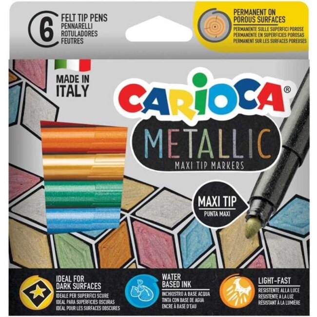 Carioca Viltstift - 6 stuks - Metallic - assorti