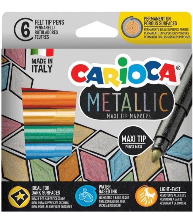 Carioca Viltstift - 6 stuks - Metallic - assorti