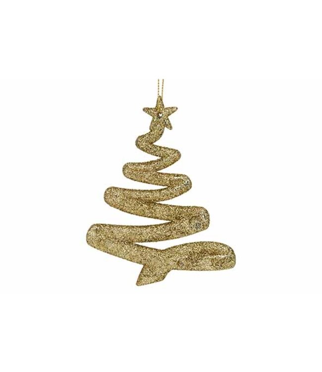 Cosy @ Home Hanger - kerstboom - glitter goud - 9,5H12cm