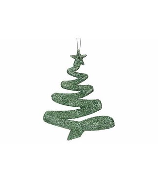 Cosy @ Home Hanger - kerstboom - glitter groen - 9,5H12cm