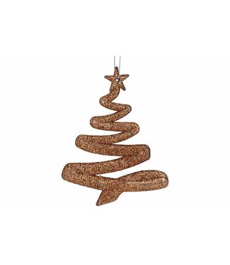Cosy @ Home Hanger - kerstboom - glitter koper - 9,5H12cm