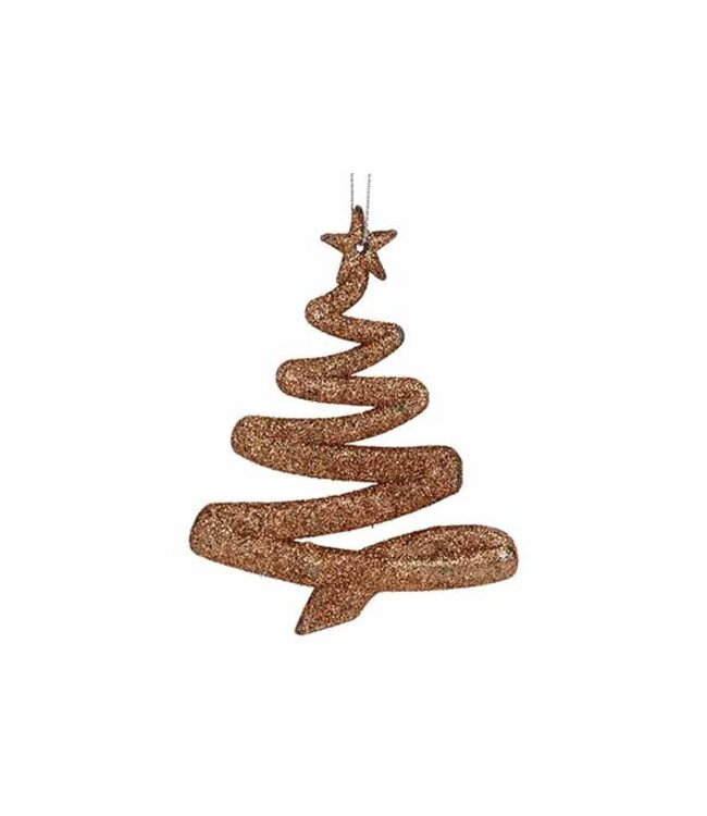 Cosy @ Home Hanger - kerstboom - glitter koper - 9,5H12cm