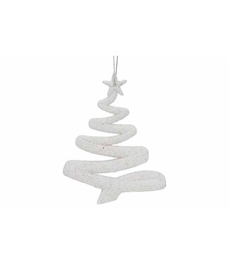 Cosy @ Home Hanger - kerstboom - glitter wit - 9,5H12cm