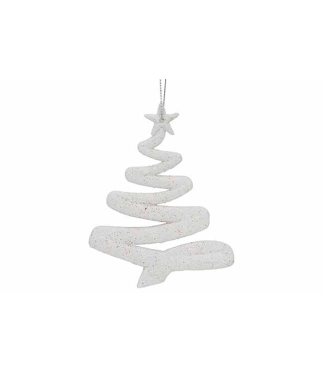 Cosy @ Home Hanger - kerstboom - glitter wit - 9,5H12cm