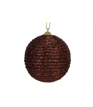 Cosy @ Home Kerstbal - Rope - glitter bruin - dia.8cm - kunststof