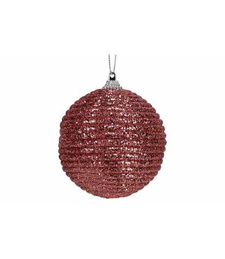 Cosy @ Home Kerstbal - Rope - glitter roze - dia.8cm - kunststof