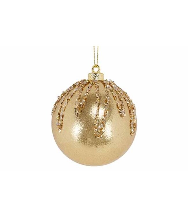 Cosy @ Home Kerstbal - Sparke - goud - dia.8cm - kunststof