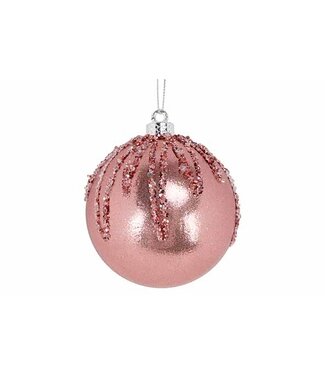 Cosy @ Home Kerstbal - Sparke - roze - dia.8cm - kunststof