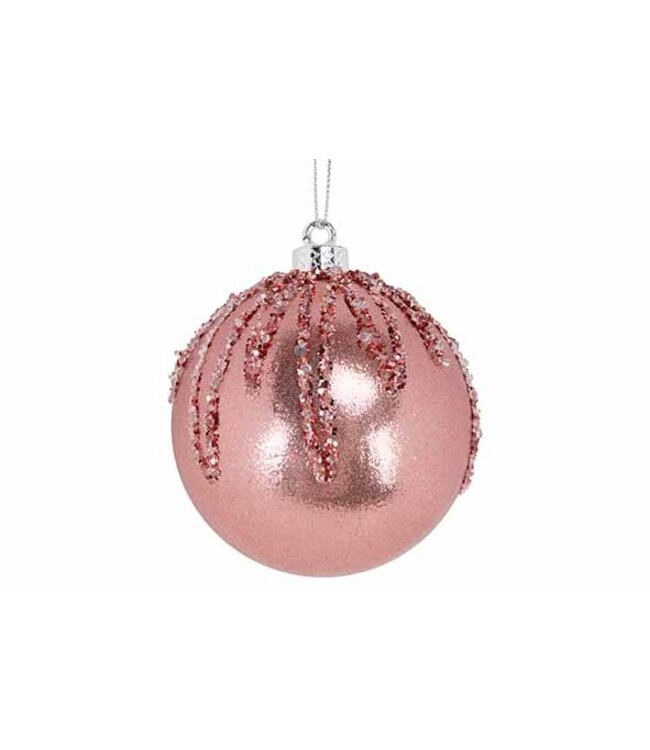 Cosy @ Home Kerstbal - Sparke - roze - dia.8cm - kunststof