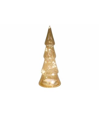 Cosy @ Home Kerstboom met ledverlichting - goud - dia.10H27cm - glas