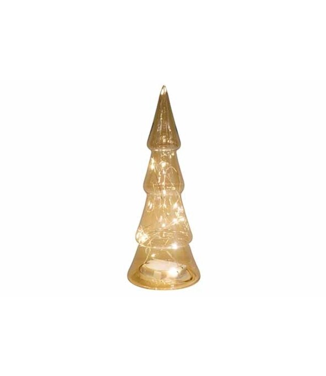 Cosy @ Home Kerstboom met ledverlichting - goud - dia.10H27cm - glas
