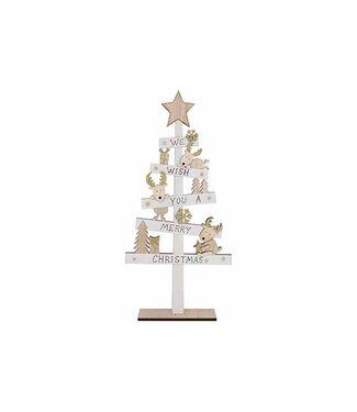 Cosy @ Home Kerstboom - We wish - Wit - 21x5H45cm  - hout