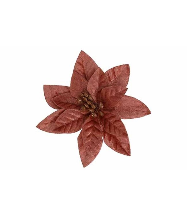 Cosy @ Home Kerstroos met clip - roze - dia.12cm - fluweel