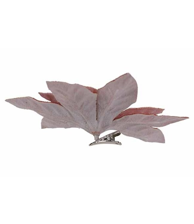 Cosy @ Home Kerstroos met clip - roze - dia.12cm - fluweel