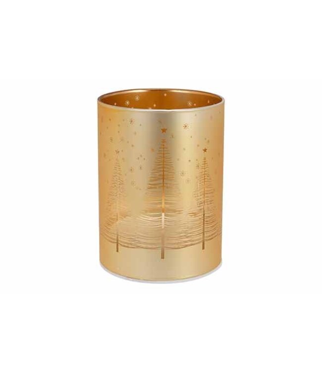 Cosy @ Home Lamp - kerstbomen - LED - dia.9H12cm - goud- glas