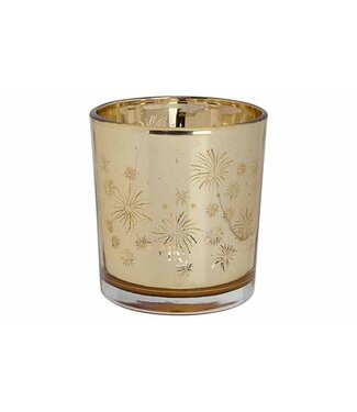 Cosy @ Home Theelichthouder - fireworks - goud - dia.7h8cm - glas