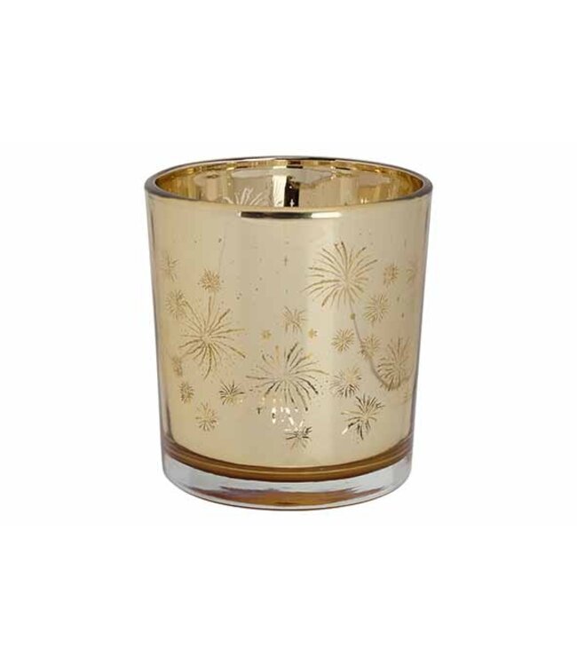 Cosy @ Home Theelichthouder - fireworks - goud - dia.7h8cm - glas