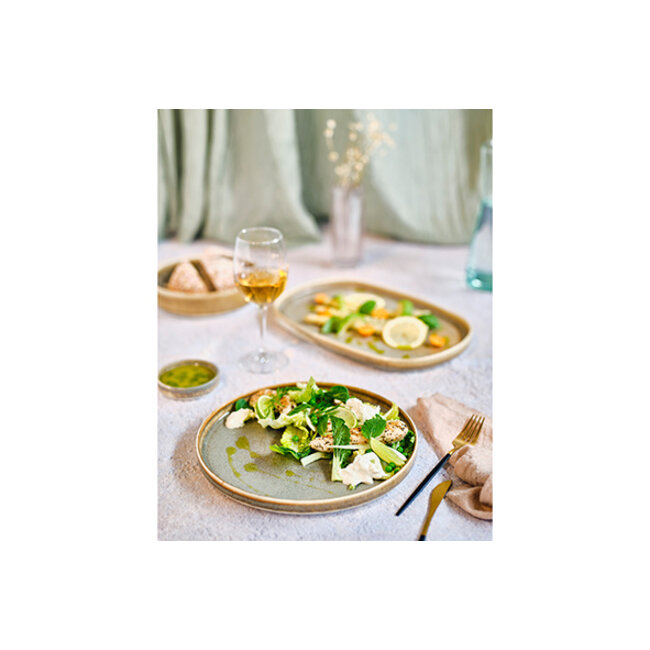 Plat à Grill En Fonte Cosy & Trendy Fontestic - Diamètre 28 Cm, Intérieur émaillé Blanc, Vert Héron - 4