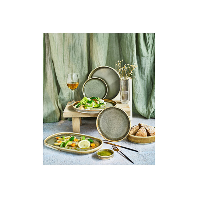 Plat à Grill En Fonte Cosy & Trendy Fontestic - Diamètre 28 Cm, Intérieur émaillé Blanc, Vert Héron - 12