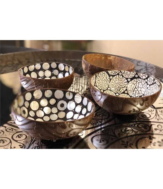 Noya Cocosbowl - Schaal/Kom kokosnoot - dia.14cm - Black/Pearl