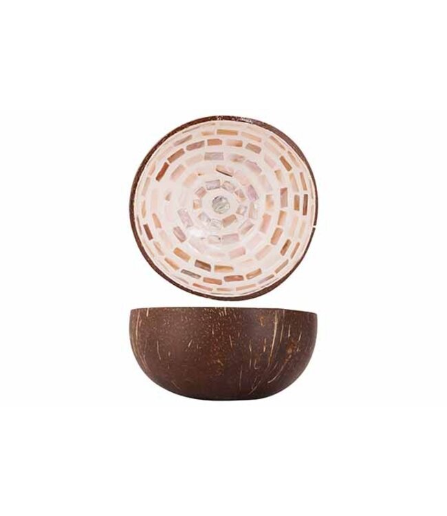 Noya Cocosbowl - Schaal/Kom kokosnoot - dia.14cm - Brown Mosaïc Circle