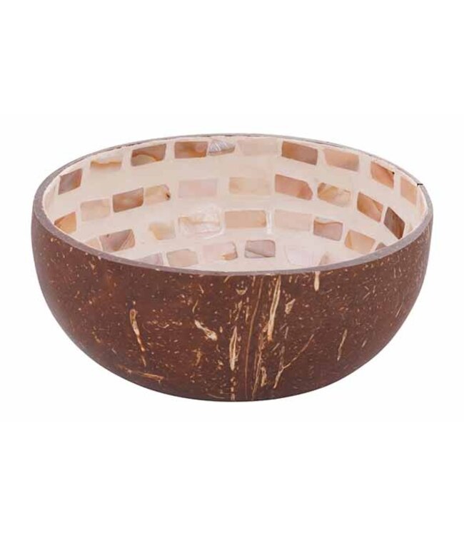 Noya Cocosbowl - Schaal/Kom kokosnoot - dia.14cm - Brown Mosaïc Circle