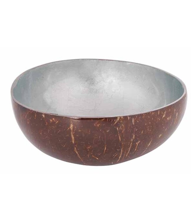 Noya Cocosbowl - Schaal/Kom kokosnoot - dia.14cm - Metallic Blue Grey Leaf