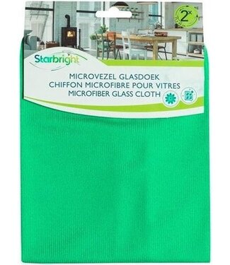Starbright Microvezel Glasdoek - 35x40 Cm -  Groen - 2 Stuks
