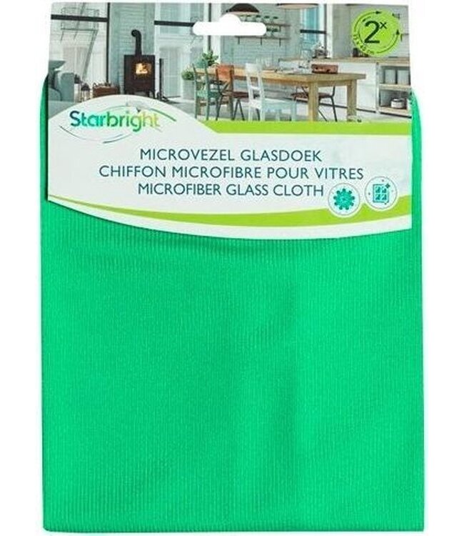 Starbright Microvezel Glasdoek - 35x40 Cm -  Groen - 2 Stuks