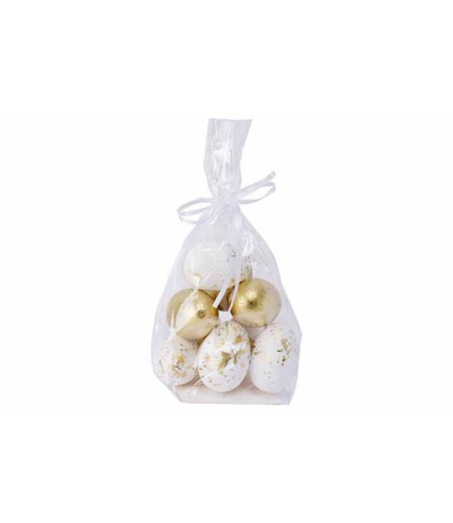 Cosy @ Home Paasei - set van 9 - wit/goud - dia.6cm