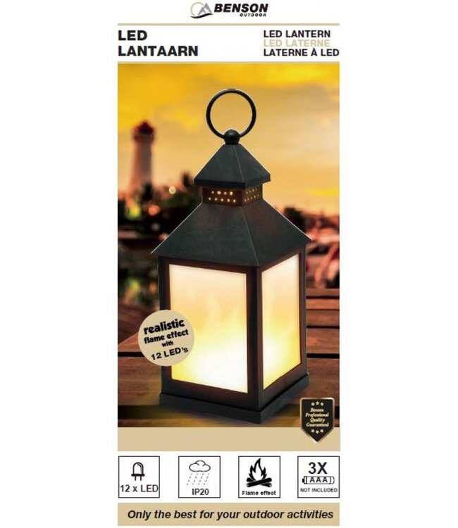 Benson Led lantaarn Flame effect - 12 leds