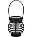 Benson Solar lantaarn tuinlamp - zwart - LED - flame effect - oplaadbaar - dia.9H10,8cm