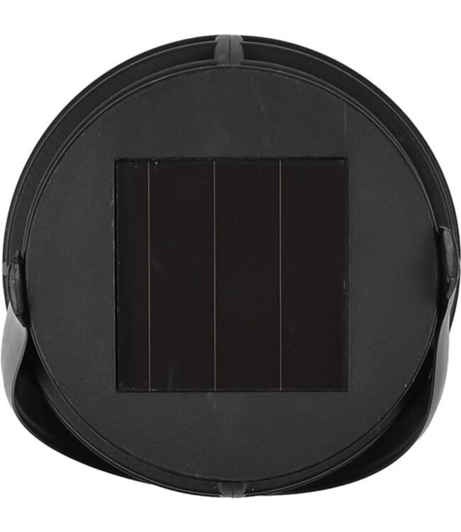 Benson Solar lantaarn tuinlamp - zwart - LED - flame effect - oplaadbaar - dia.9H10,8cm