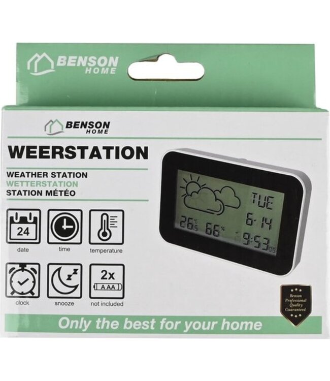 Benson Weerstation - Thermometer - Alarmklok - 11 x 7,3 cm