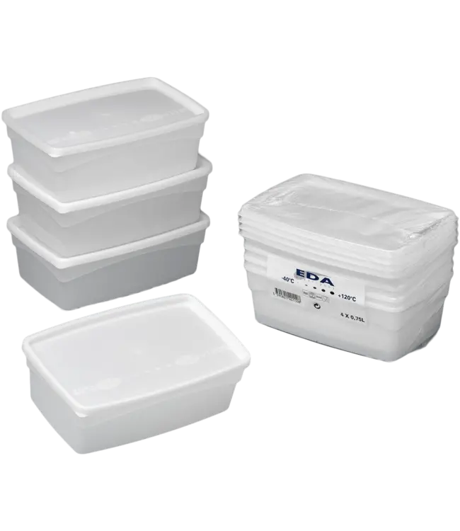 EDA Diepvriesdoos - 0,75L - set van 4 - transparant
