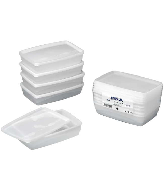EDA Diepvriesdoos - 0,50L - set van 5 - transparant