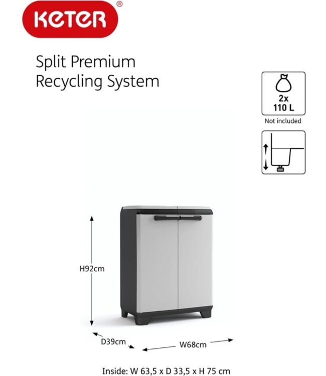 Keter Opbergkast afval Split Premium