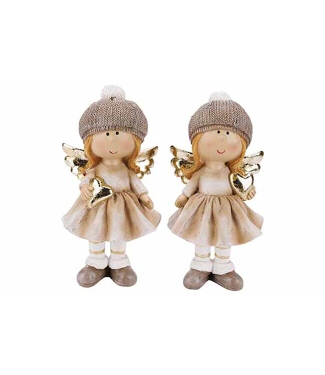 Cosy @ Home Engelmeisje - 8x7H16cm - polyresine - 1 stuk