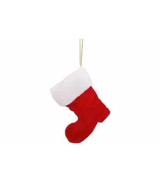 Cosy @ Home Hanger - kerstkous - flocked - rood - H8cm