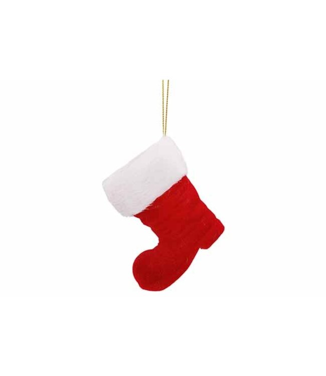 Cosy @ Home Hanger - kerstkous - flocked - rood - H8cm