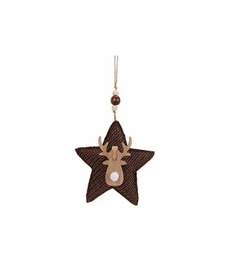 Cosy @ Home Hanger - Ster - bruin - 13x3H13cm - textiel