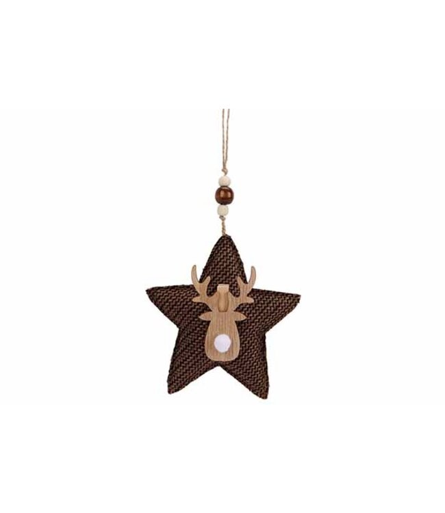 Cosy @ Home Hanger - Ster - bruin - 13x3H13cm - textiel