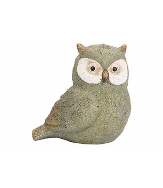 Cosy @ Home Uil - groen/goud - 18x14H17cm - aardewerk