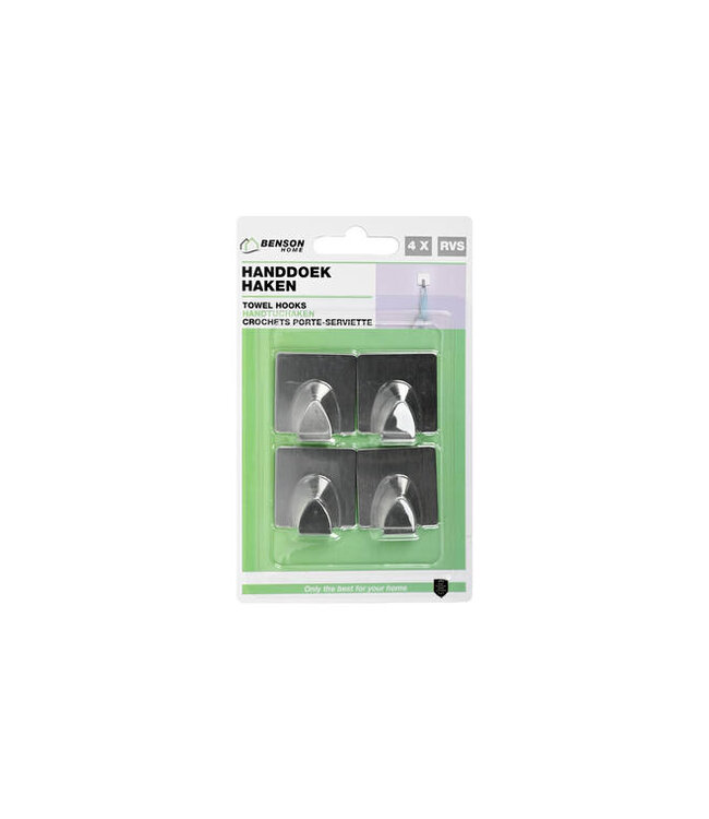 Benson Handdoekhaak - RVS - 4 stuks