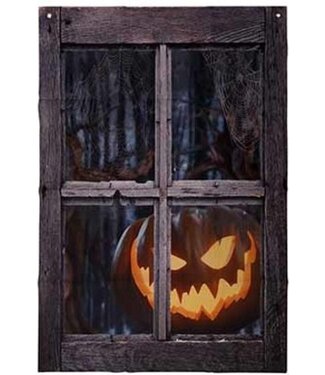 Cosy @ Home Vensterdecoratie - pompoen - zwart - 80xH120cm - textiel