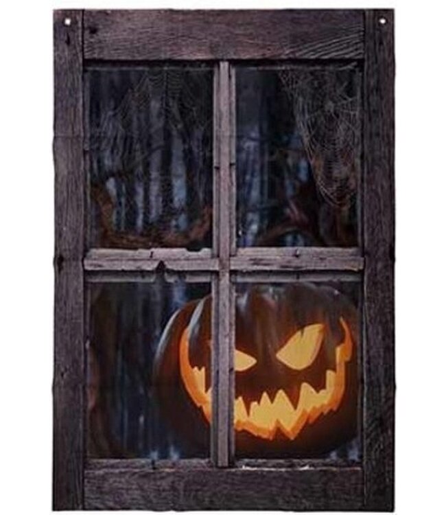 Cosy @ Home Vensterdecoratie - pompoen - zwart - 80xH120cm - textiel