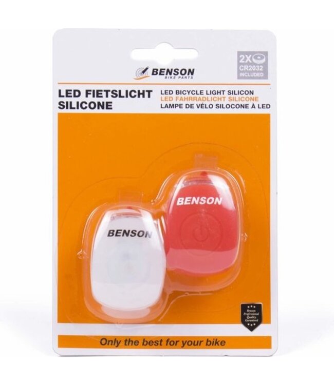 Benson Fietsverlichtingset rood/wit siliconen