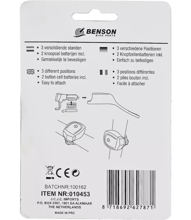 Benson Fietsverlichtingset rood/wit siliconen