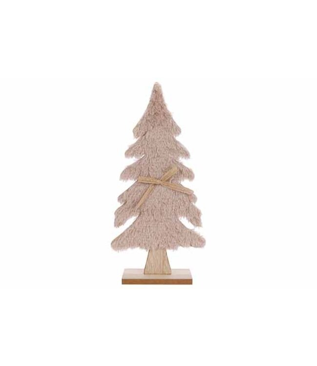 Cosy @ Home Kerstboom - H31cm - Hout - Fur - Beige