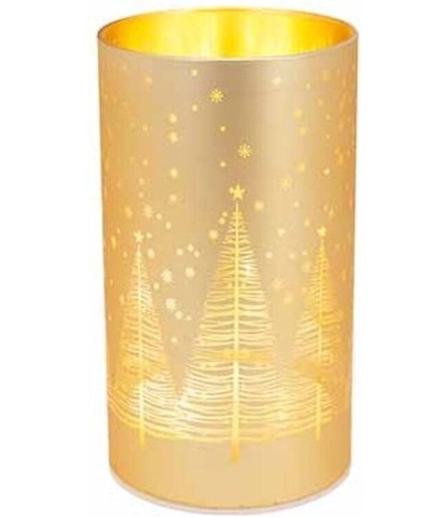 Cosy @ Home Lamp - kerstbomen - LED - dia.9H16cm - goud- glas
